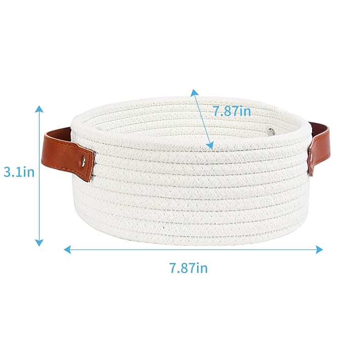 ABenkle Small Storage Basket, Mini Cotton Rope Storage Bin, Cute Tiny Shelf - Image 2