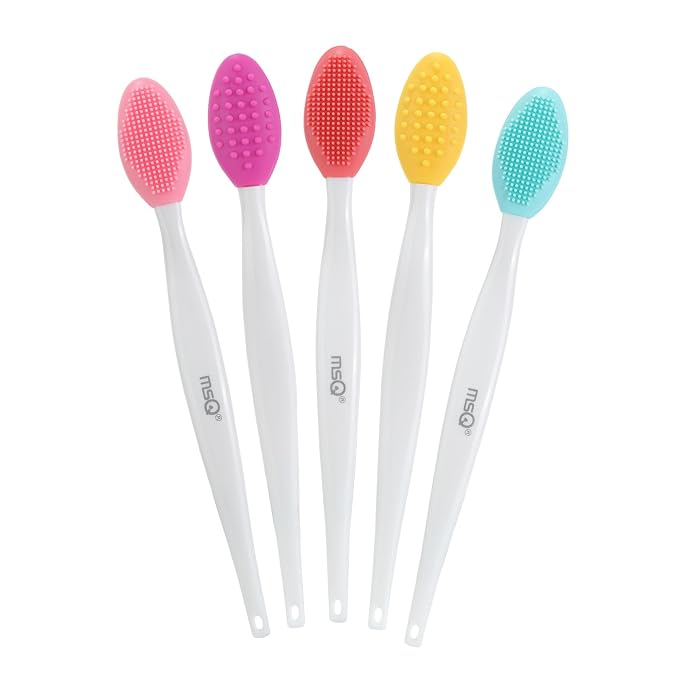MSQ 5 PCS Lip Scrub Brush, Double-end Silicone Nose Clean Brush Lip Exfoliating by MSQ
