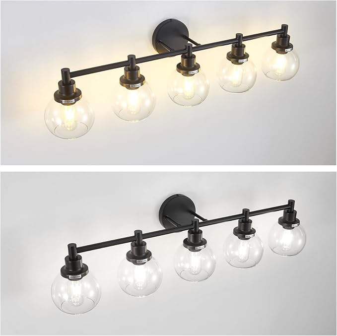 5-Light Bathroom Light Fixture Black Vanity Lights Over Mirror Modern Wall - Image 8