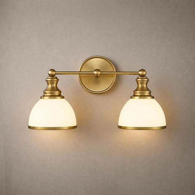Hamilyeah 2-Light Gold Bathroom Vanity Light, Brushed Gold Wall Light Fixture by HAMILYEAH
