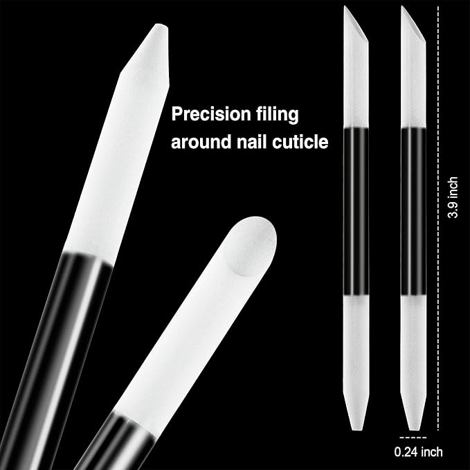 3 Pieces Glass Cuticle Pusher Cuticle Remover Glass Nail File Dual Ended - Image 3