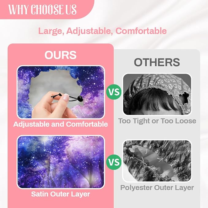 Starry Sky Reusable Shower Cap Milky Way Double Layer Waterproof Shower Caps - Image 4