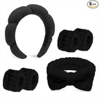 Black Spa Headband and Wristband Set by TIOSRU