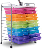 Giantex 20 Drawer Rolling Storage Cart Tools Scrapbook Paper Office School - Image 3