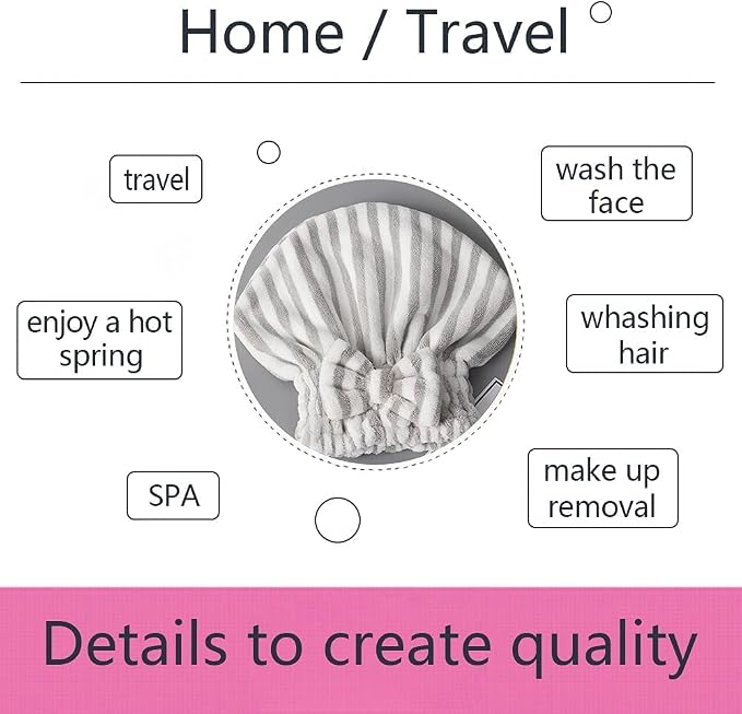 Microfiber Hair Towel Cap, Soft Absorbent Quick Drying Cap - Image 5