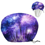 Starry Sky Reusable Shower Cap Milky Way Double Layer Waterproof Shower Caps by DELORIGIN