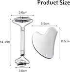 Gua Sha Facial Tools and Face Roller Set, Stainless Steel Facial Sculpting Eyes - Image 6