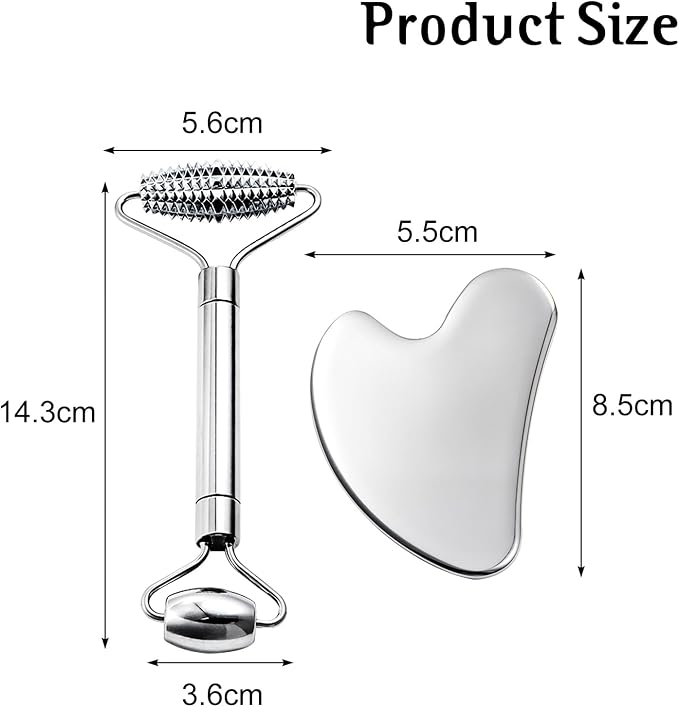 Gua Sha & Face Roller, Stainless Steel Gua Sha Facial Tools - Image 7