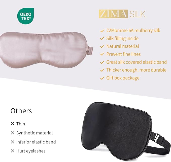 ZIMASILK 100% 22 Momme Pure Mulberry Silk Sleep Mask, Filled - Image 7