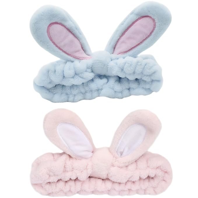 musejoy 2 Pcs Headband Bunny Ears Headband, Cute Spa Headbands by musejoy