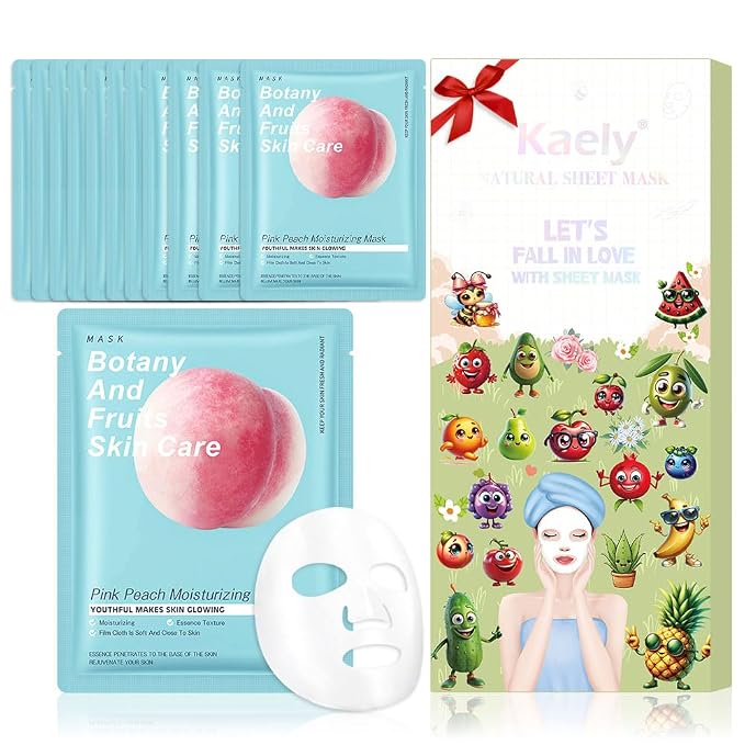 Kaely 12 Pack Peach Face Masks for Kids, Kids Face Mask Spa Day Kit Supplies by KaelyCosmetics