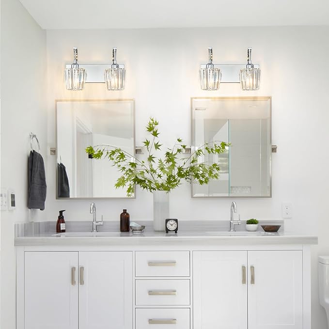 Modern Bathroom Vanity Light, 2-Light Chrome Wall Sconce - Image 7