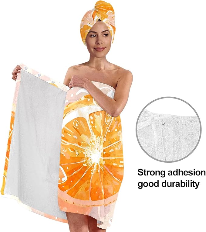 Orange Citrus Bath Wrap and Hair Towel - Image 4