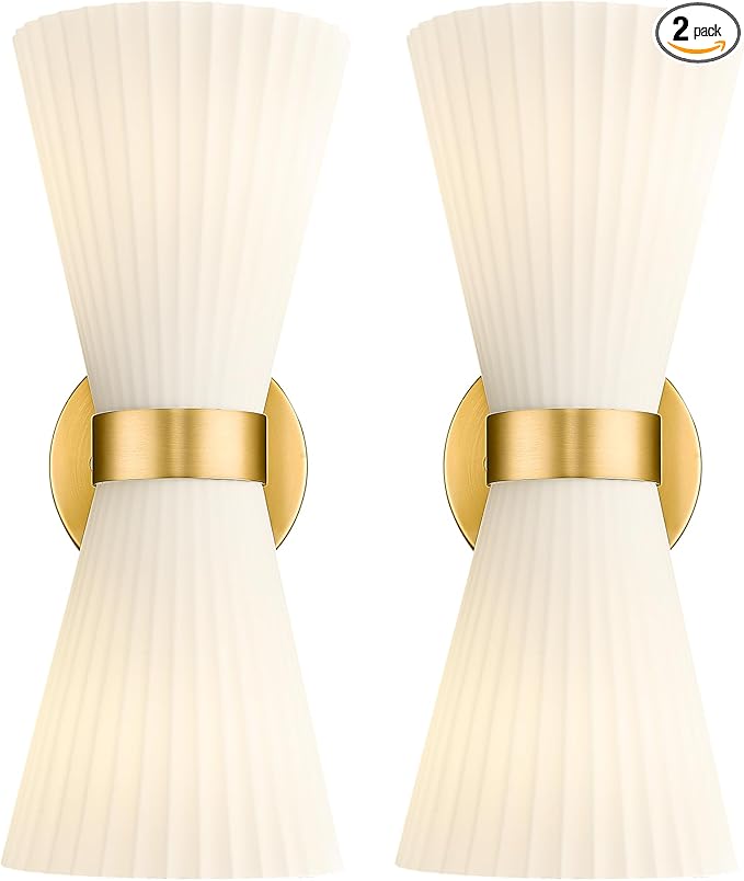 Modern Wall Sconce Set of 2, HWH 2-Light Up Down Wall Light Indoor Vanity Wall by HWHINVESTMENT