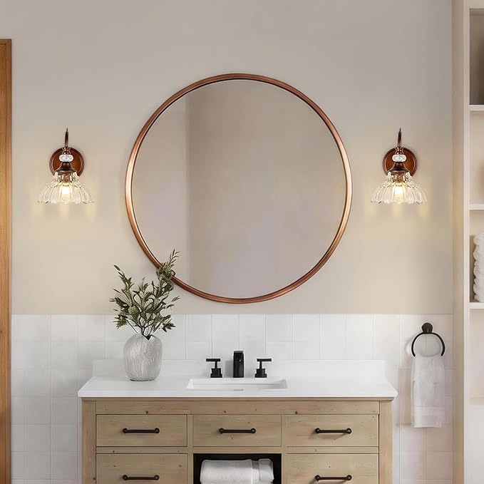 1 Piece Vintage Wall Sconce, 1-Light Matte Antique Red Bronze Finish Wall Sconce - Image 8