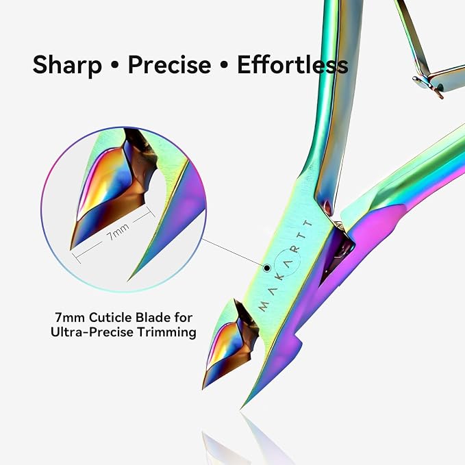 Makartt Cuticle Trimmer: Cuticle Nipper and Cuticle Pusher Set, Rainbow - Image 3