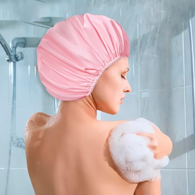6 PCS Shower Caps for Women, Double Side Waterproof Shower Cap, Reusable - Image 6