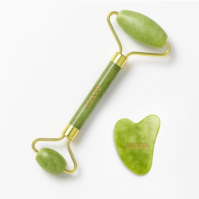 100% Natural Facial Massage Roller Jade Roller Gua Sha Set by Unknown