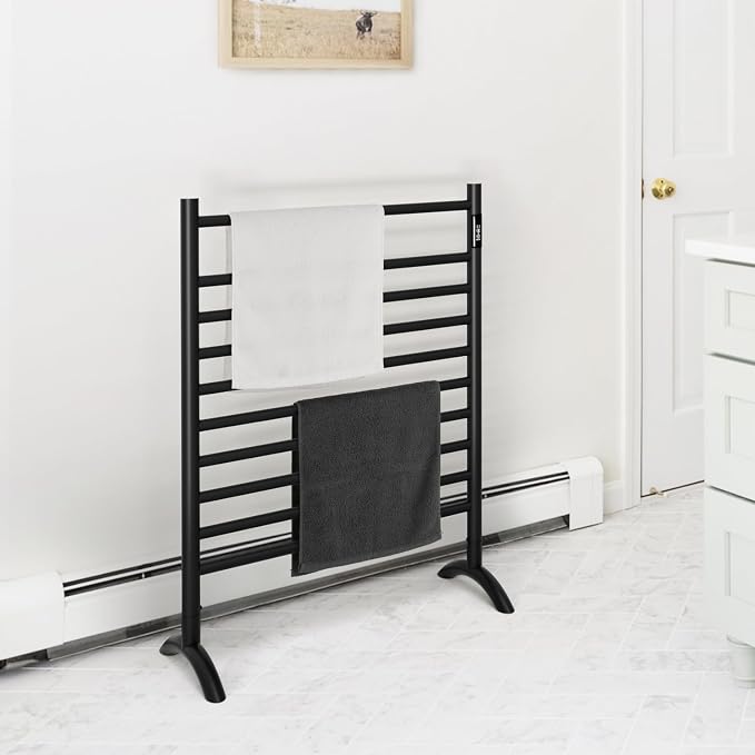 Freestanding Towel Warmer 10 Bars Plug-in Option 3 Working Modes Black - Image 7