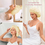 Shower Cap for Women Waterproof Reusable, Large Shower Cap Non-Slip - Image 6