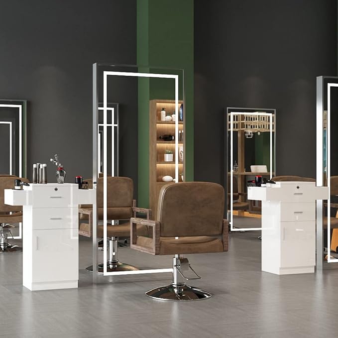 Modern Styling Station for Hair Stylist, Wooden Hair Salon Station Storage - Image 6