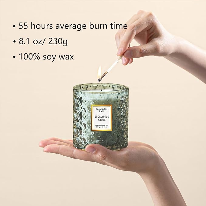 Chloefu LAN Eucalyptus & Sage Scented Candles Luxury Candle - Image 2