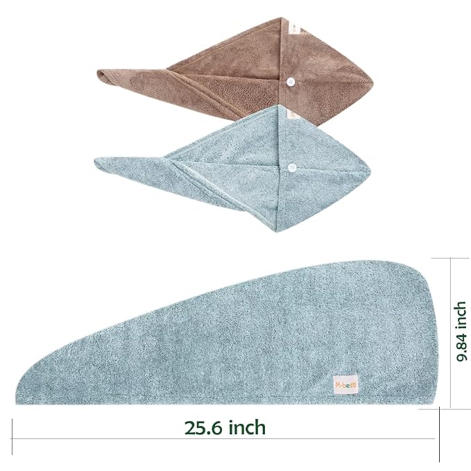 M-bestl 2 Pack Hair Drying Towels, Hair Wrap Towels, Absorbent Microfiber Hair - Image 3