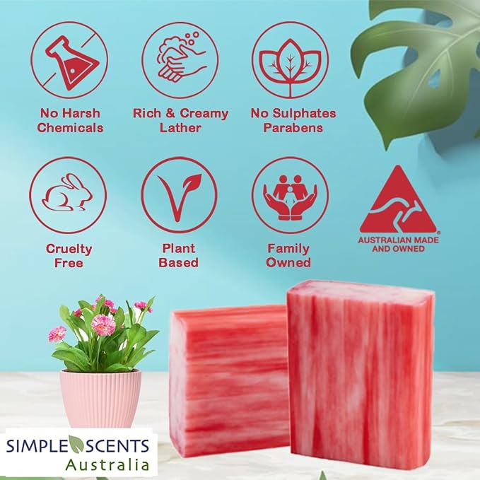 Simple Scents Australia Melon Strawberry Scented Natural Soap Bars, 3.5oz - Image 3