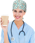 Scrub Cap for Women and Men Boho Black Leaf Pattern Adjustable Breathable - Image 6
