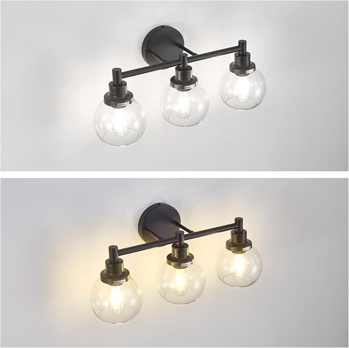 3-Light Bathroom Light Fixture Black Vanity Lights Over Mirror Modern Wall - Image 7