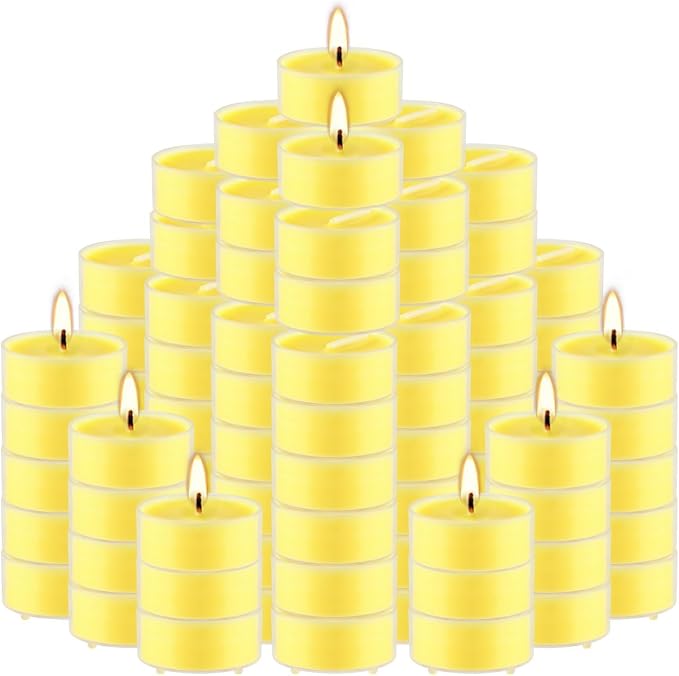 3.5-Hour 100Pack Yellow Tealight Candles, Outdoor and Indoor Summer Scented - Image 2