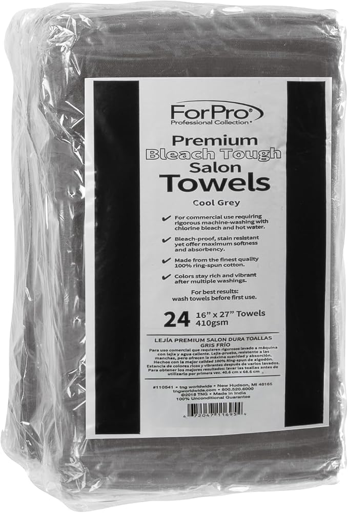 ForPro Professional Collection Premium Bleach Tough Salon Towels, Cool Grey - Image 2