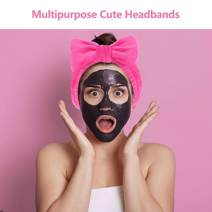 Ondder 8 Pcs Pink Spa Headband Microfiber Makeup & Face Wash Headbands - Image 5