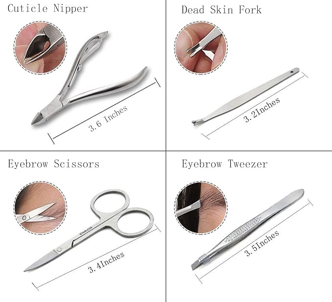 Manicure Set Professional Nail Clippers Kit Pedicure Care Tools- Stainless - Image 6