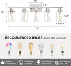 5 Light Bathroom Light Fixtures Brushed Nickel Vanity Light Over Mirror Modern - Image 3