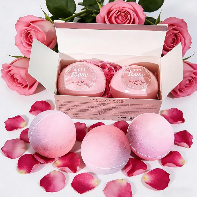 GETT Rose Bath Bombs 2 Pack, Individually Wrapped Bath Bomb Gift Set - Image 7