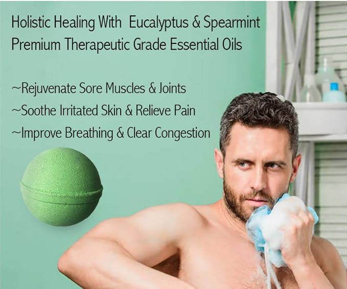 Bath Bomb Gift Sets for Men. 18 Therapeutic Spearmint Eucalyptus Bath Bombs for - Image 3