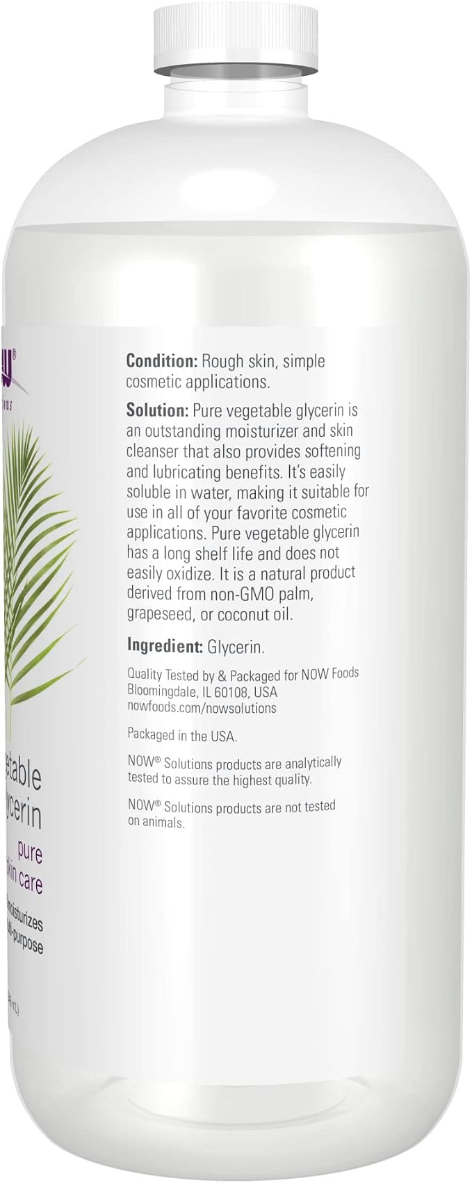 NOW Foods Solutions, Vegetable Glycerin, 100% Pure, Versatile Skin Care - Image 2