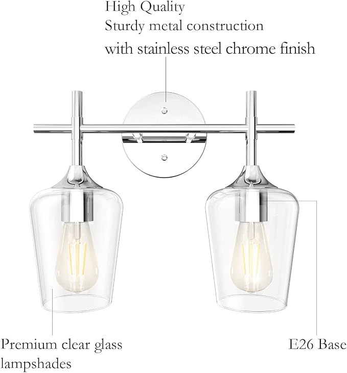 Ralbay Chrome Bathroom Light Fixtures 2-Lights - Image 5
