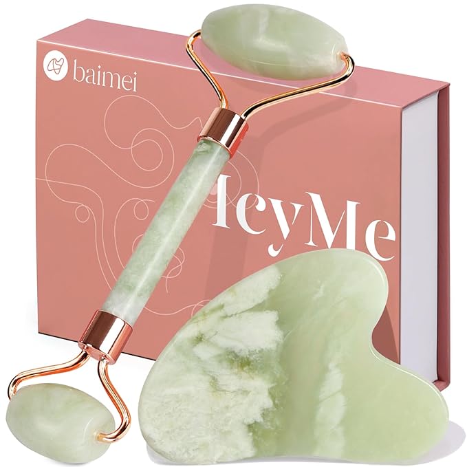 BAIMEI IcyMe Jade Roller & Gua Sha Set Face Roller and Gua Sha Facial Tools by BAIMEI