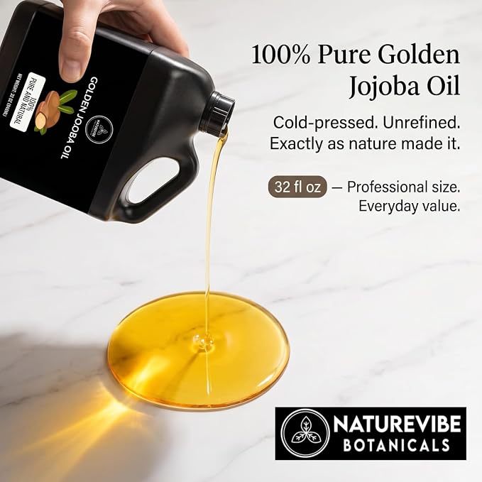 Naturevibe Botanicals Golden Jojoba Oil 32 oz – 100% Pure, Cold-Pressed - Image 3
