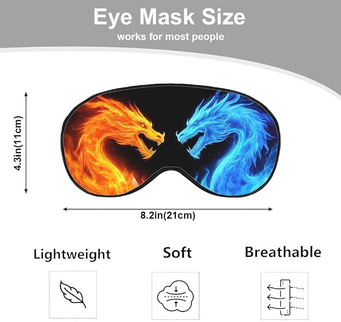 Fiery Dragons Sleep Eye Mask Eye Cover Blue Red Dragon Abstract Art Dragons - Image 2