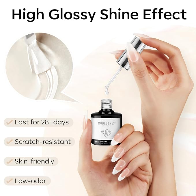 modelones Matte Gel Top Coat Chrome Proof, 15ML No Wipe Matte Top Coat Chrome - Image 3