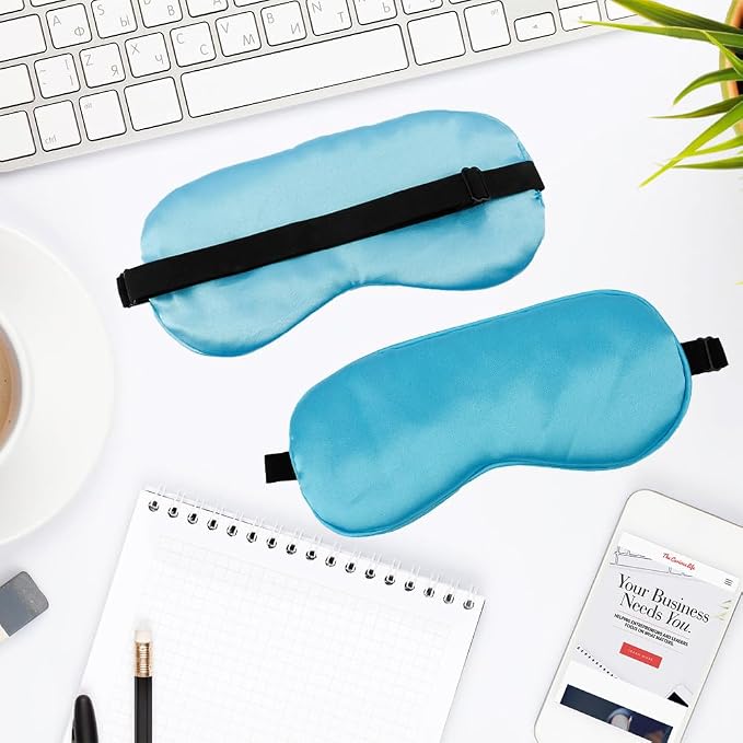 2 PCS Blue Silk Sleep Mask - Image 7