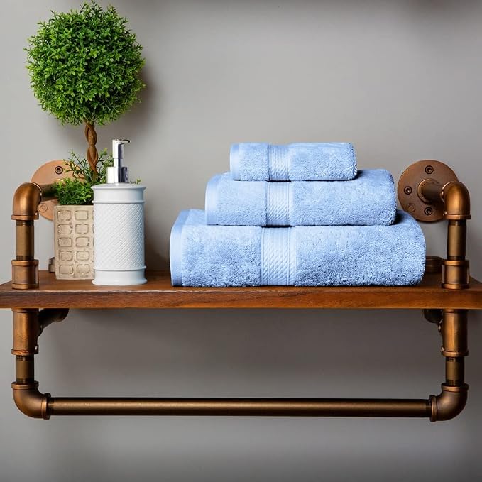SUPERIOR Egyptian Cotton Pile 3 Piece Towel Set, Includes 1 Bath, 1 Hand - Image 2