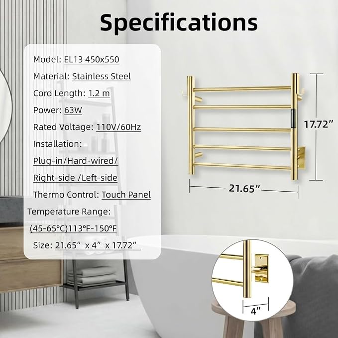 P&Dlusir Towel Warmer, Heated Towel Rack - Image 7