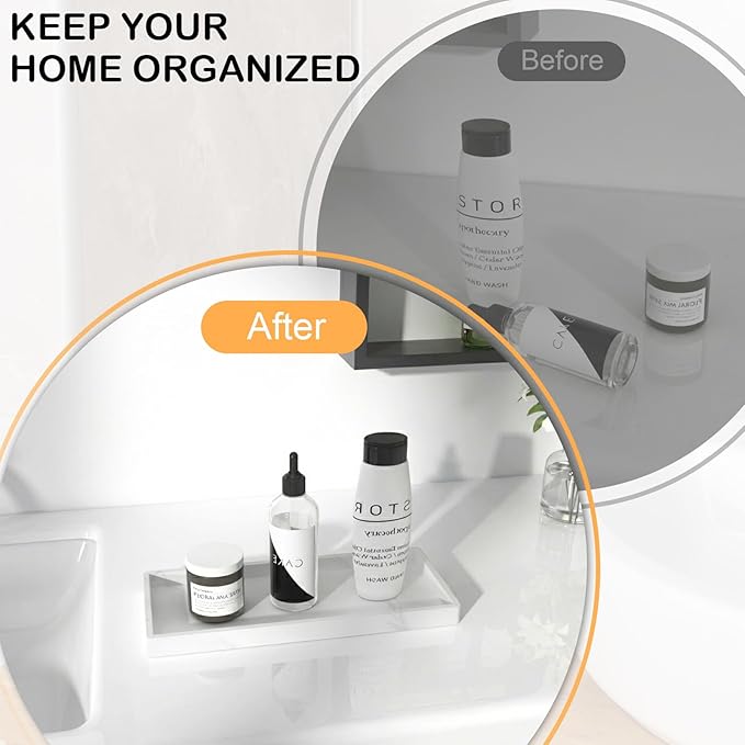 2PCS Bathroom Vanity Tray, 11.8 x 5 Inch Silicone Bathroom Counter Organizer - Image 4
