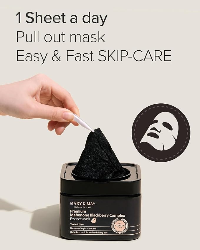 Mary&May Premium Idebenone Blackberry Complex Essence Mask – Bamboo Charcoal - Image 2