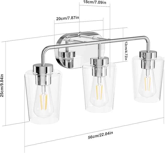 Tipace Modern Bathroom Vanity Lighting Fixtures 3-Lights Industrial Stainless - Image 5