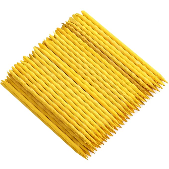 100 Pcs Orange Wood Nail Sticks Double Sided Multi Functional Cuticle Pusher by Borogo